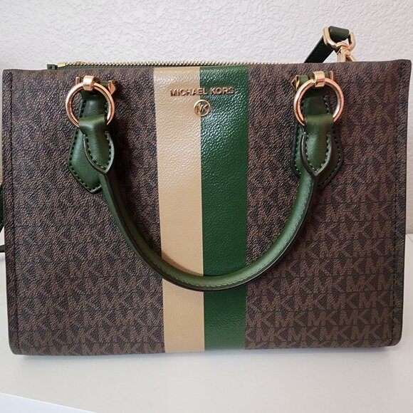 MICHAEL Michael Kors Handbags - Michael Kors Logo Marilyn Medium Stripe Satchel